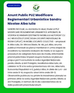Regulamentul de Urbanism Sandru Nicolae aduce modificări privind urbanismul în Alba Iulia indicând locația proiectului