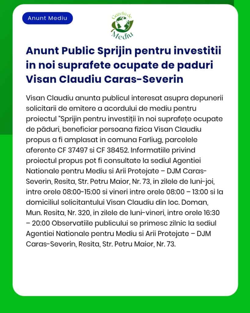 Sprijin pentru investiții în crearea de suprafețe împădurite și pepiniere