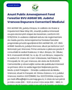 Anunt Public Amenajament Fond Forestier BVU AGRAR SRL Judetul Vrancea