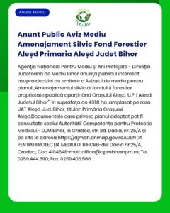 Anunt Public Aviz Mediu Amenajament Silvic Fond Forestier Aleșd Primar