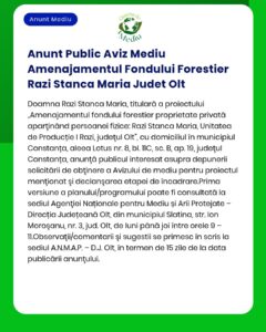 Anunt Public Aviz Mediu Amenajamentul Fondului Forestier Razi Stanca M