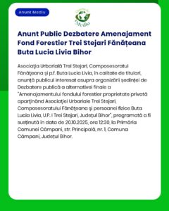 Anunt Public Dezbatere Amenajament Fond Forestier Trei Stejari Fănățea