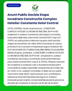 Anunt Public Decizie Etapa Incadrare Constructie Complex Hotelier Cons
