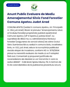 Anunt Public Evaluare de Mediu Amenajamentul Silvic Fond Forestier Com