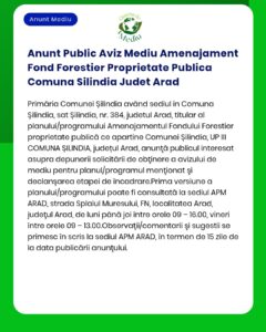 Anunt Public Aviz Mediu Amenajament Fond Forestier Proprietate Publica
