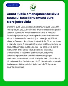 Planul de management al pădurii este disponibil pentru consultare