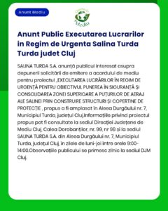 Lucrări de mentenanță urgentă la Salina Turda județul Cluj