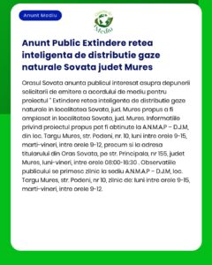 Extindere rețea de distribuție gaze naturale în orașul Sovata județul Mureș
