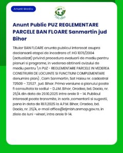 Reglementări urbanistice pentru parcele rezidențiale și comerciale din Sânmartin județul Bihor