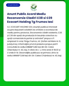Anunt Public Acord Mediu Reconversie Cladiri C38 si C39 Ecocart Holdin