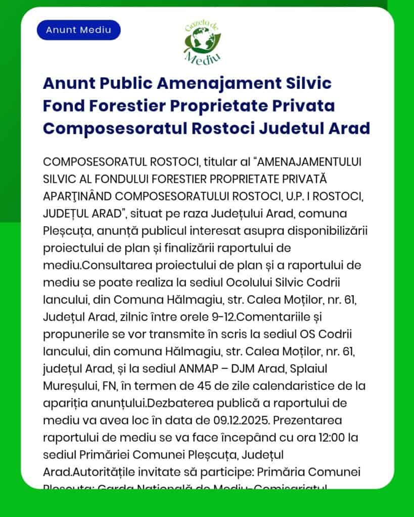 Anunt Public Amenajament Silvic Fond Forestier Proprietate Privata Com