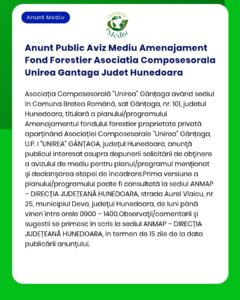 Anunt Public Aviz Mediu Amenajament Fond Forestier Asociatia Composeso