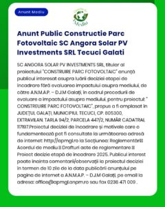 Anunt Public Constructie Parc Fotovoltaic SC Angora Solar PV Investmen
