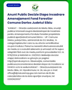 Anunt Public Decizie Etapa Incadrare Amenajament Fond Forestier Comuna