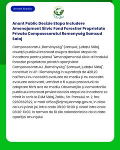 Anunt Public Decizie Etapa Includere Amenajament Silvic Fond Forestier