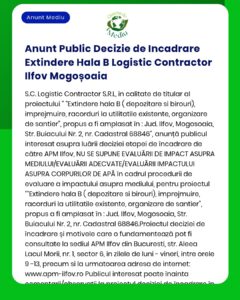 Anunt Public Decizie de Incadrare Extindere Hala B Logistic Contractor