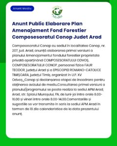 Anunt Public Elaborare Plan Amenajament Fond Forestier Composesoratul