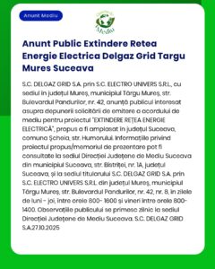 Anunt Public Extindere Retea Energie Electrica Delgaz Grid Targu Mures