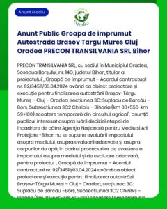 Anunt Public Groapa de imprumut Autostrada Brasov Targu Mures Cluj Ora