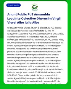 Anunt Public PUZ Ansamblu Locuinte Colective Gherasim Virgil Viorel Al