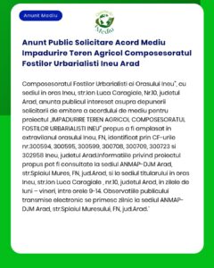 Anunt Public Solicitare Acord Mediu Impadurire Teren Agricol Composeso