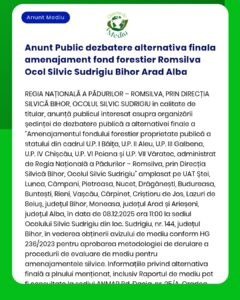 Anunt Public dezbatere alternativa finala amenajament fond forestier R