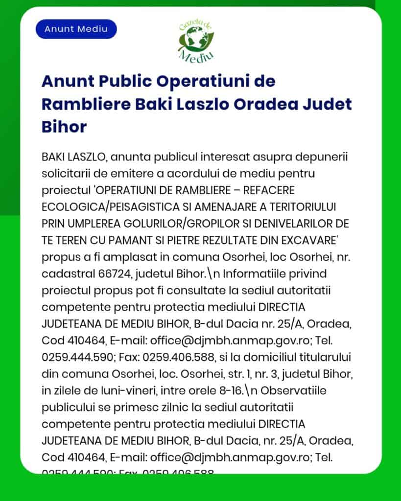 Anunț public privind lucrările de reabilitare drumuri în Oradea județul Bihor