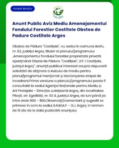 Anunt Public Aviz Mediu Amenajamentul Fondului Forestier Costitele Obs