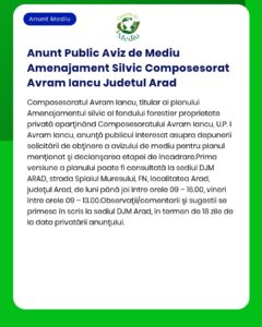 Anunt Public Aviz de Mediu Amenajament Silvic Composesorat Avram Iancu