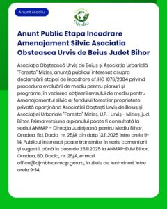 Anunt Public Etapa Incadrare Amenajament Silvic Asociatia Obsteasca Ur