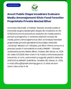 Anunt Public Etapa Incadrare Evaluare Mediu Amenajament Silvic Fond Fo