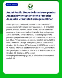 Anunt Public Etapa de incadrare pentru Amenajamentul silvic fond fores
