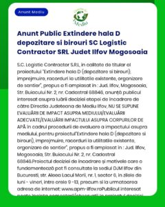 Anunt Public Extindere hala D depozitare si birouri SC Logistic Contra