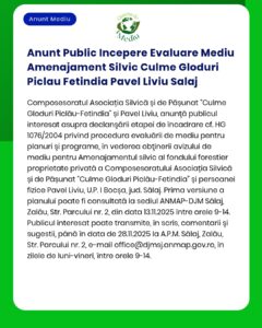 Anunt Public Incepere Evaluare Mediu Amenajament Silvic Culme Gloduri