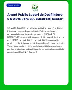 Anunt Public Lucari de Desfiintare S C Auto Rom SRL Bucuresti Sector 1