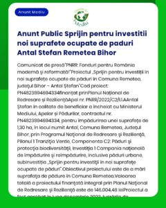 Anunt Public Sprijin pentru investitii noi suprafete ocupate de paduri