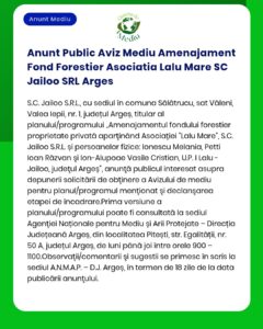 Anunt Public Aviz Mediu Amenajament Fond Forestier Asociatia Lalu Mare