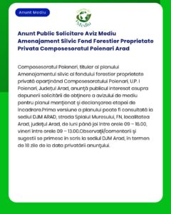 Anunt Public Solicitare Aviz Mediu Amenajament Silvic Fond Forestier P