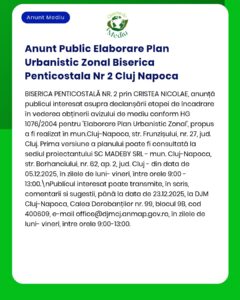 Elaborare plan urbanism pentru Biserica Penticostala Nr 2 Cluj Napoca.
