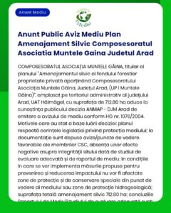 Anunt Public Aviz Mediu Plan Amenajament Silvic Composesoratul Asociat
