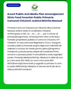Anunt Public Aviz Mediu Plan Amenajament Silvic Fond Forestier Public