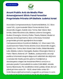 Anunt Public Aviz de Mediu Plan Amenajament Silvic Fond Forestier Prop