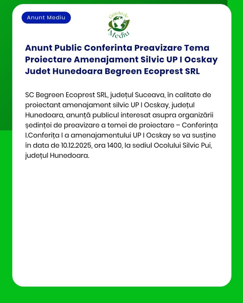 Anunt Public Conferinta Preavizare Tema Proiectare Amenajament Silvic