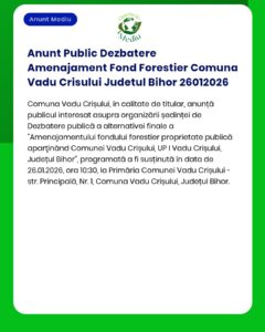 Anunt Public Dezbatere Amenajament Fond Forestier Comuna Vadu Crisului