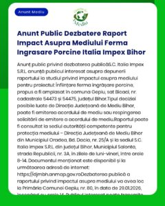 Anunt Public Dezbatere Raport Impact Asupra Mediului Ferma Ingrasare P