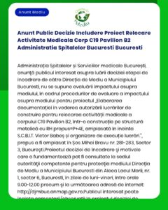 Anunt Public Decizie Includere Proiect Relocare Activitate Medicala Co
