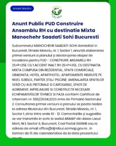 Anunt Public PUD Construire Ansamblu RH cu destinatie Mixta Manochehr