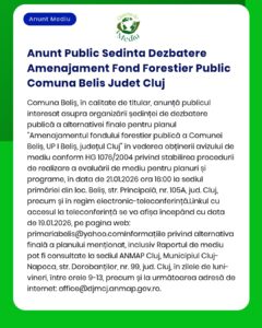 Anunt Public Sedinta Dezbatere Amenajament Fond Forestier Public Comun
