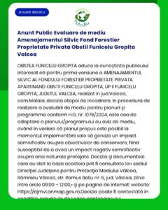 Anunt Public Evaluare de mediu Amenajamentul Silvic Fond Forestier Pro