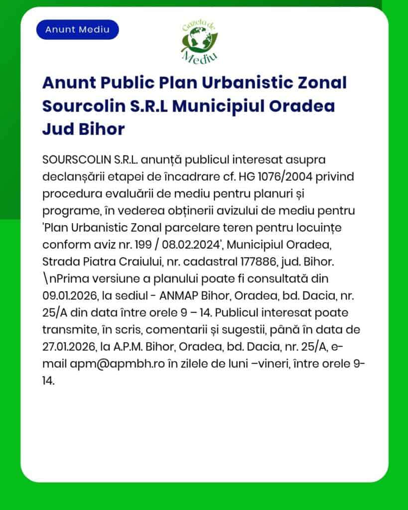 Plan urbanism Oradea, Jud Bihor; info despre proiect și context legal; anunț de la APM.
